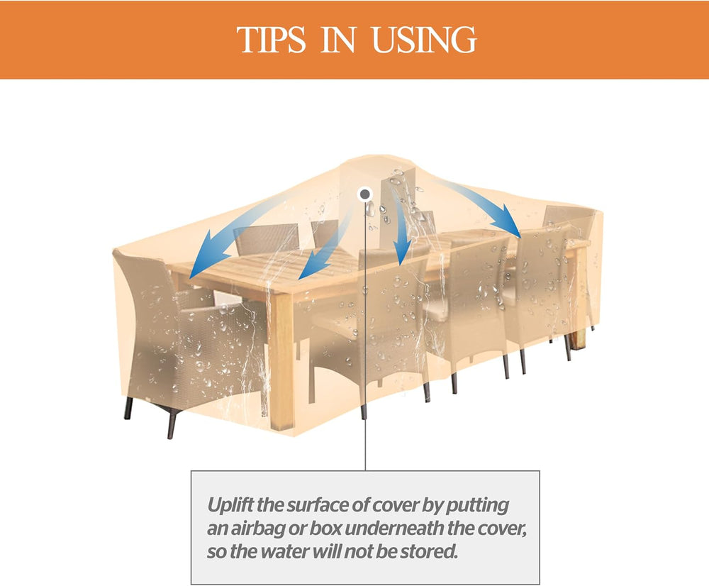 WJ-X3 Large Rectangular Outdoor Table Cover, Waterproof, 126x84x31, Beige