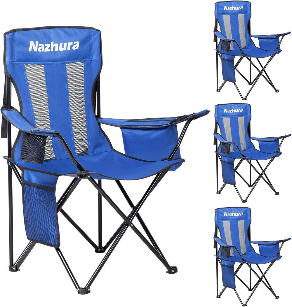 Nazhura 4 Pack Outdoor Camping Chairs Folding/Foldable/Portable with Cooler P...