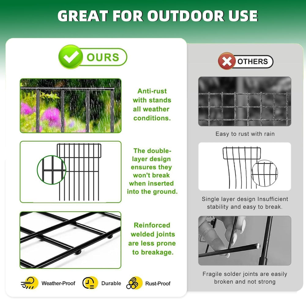 10 Panels Garden Fencing Animal Barrier, 17in (H) X 10.8ft (L) No Dig Dog Fen...
