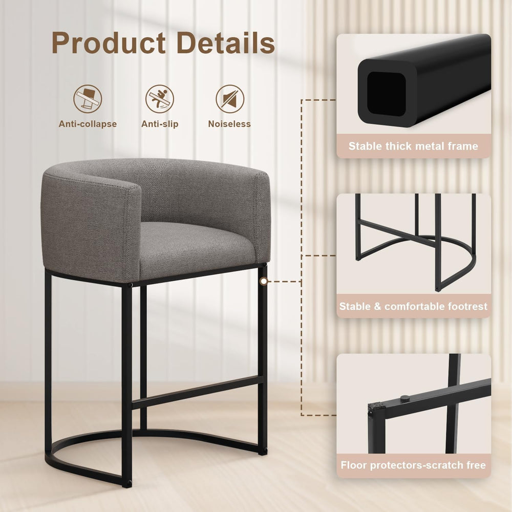 26" H Counter Height Bar Stools Set of 4, Modern Barrel Counter Stools w...