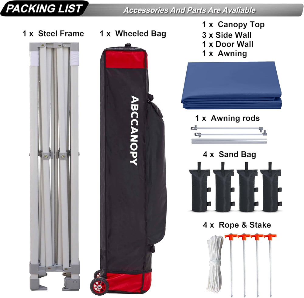 ABCCANOPY 10x10 Commercial Pop up Canopy Tent with Awning Sidewall