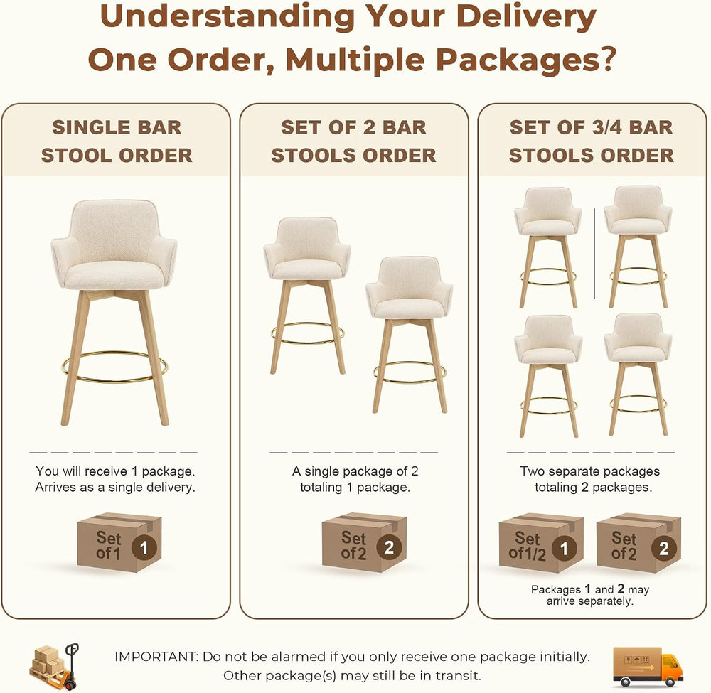 ONEVOG Boucle 26" Counter Height Bar Stools Set of 4, Swivel Modern Kitc...