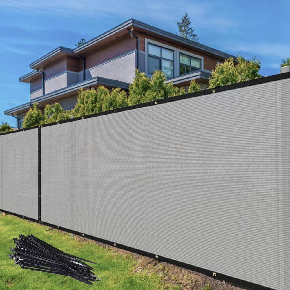 TANG 6' x 50' Privacy Fence Screen Gray Shade Cloth with Grommets, Ch...