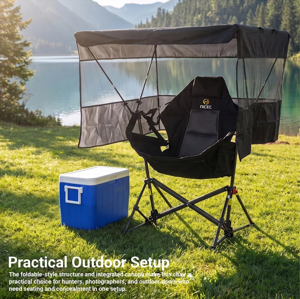 Nice C Hammock Camping Chair with Full-Cover Canopy & Footrest (1 Pack)