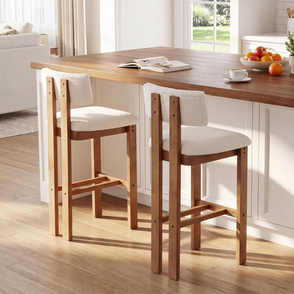 DUOMAY Modern Bar Stools Set of 2, 26'' Counter Height Bar Stools wit...