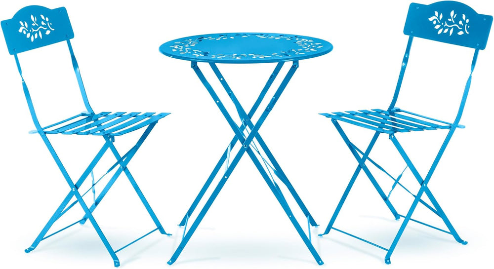 Alpine Corporation 3-Piece Bistro Set with Folding Table and 2 Chairs, Durabl...