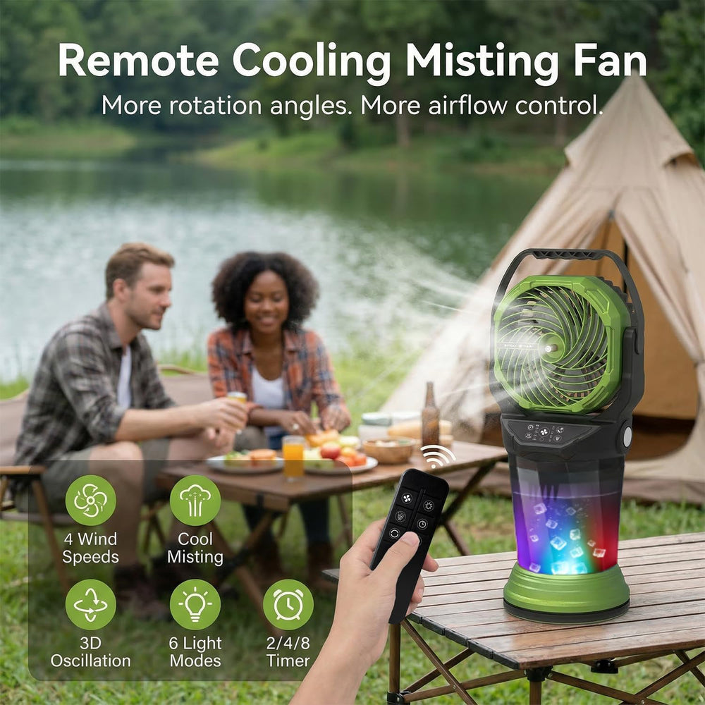 Portable Misting Fan with Remote, 2L Water Tank & 2 Spray Modes, 30000mAh...