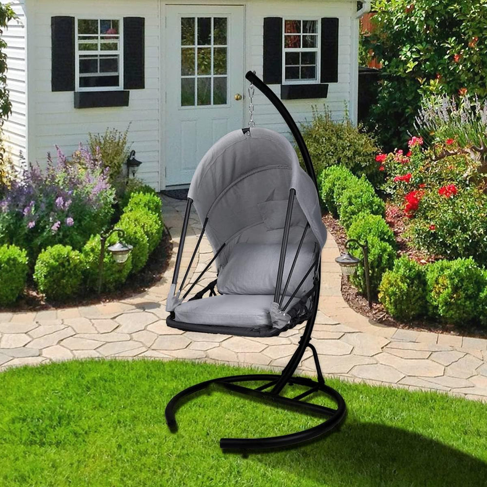 Foldable Hanging Chair Swing Hammock Egg Chair PE Rattan Wicker Seat w/Padded...