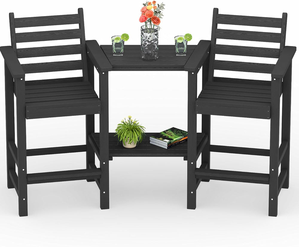 GLANC Tall Adirondack Chairs Set of 2, All Weather HDPE Bar Height Balcony Ad...