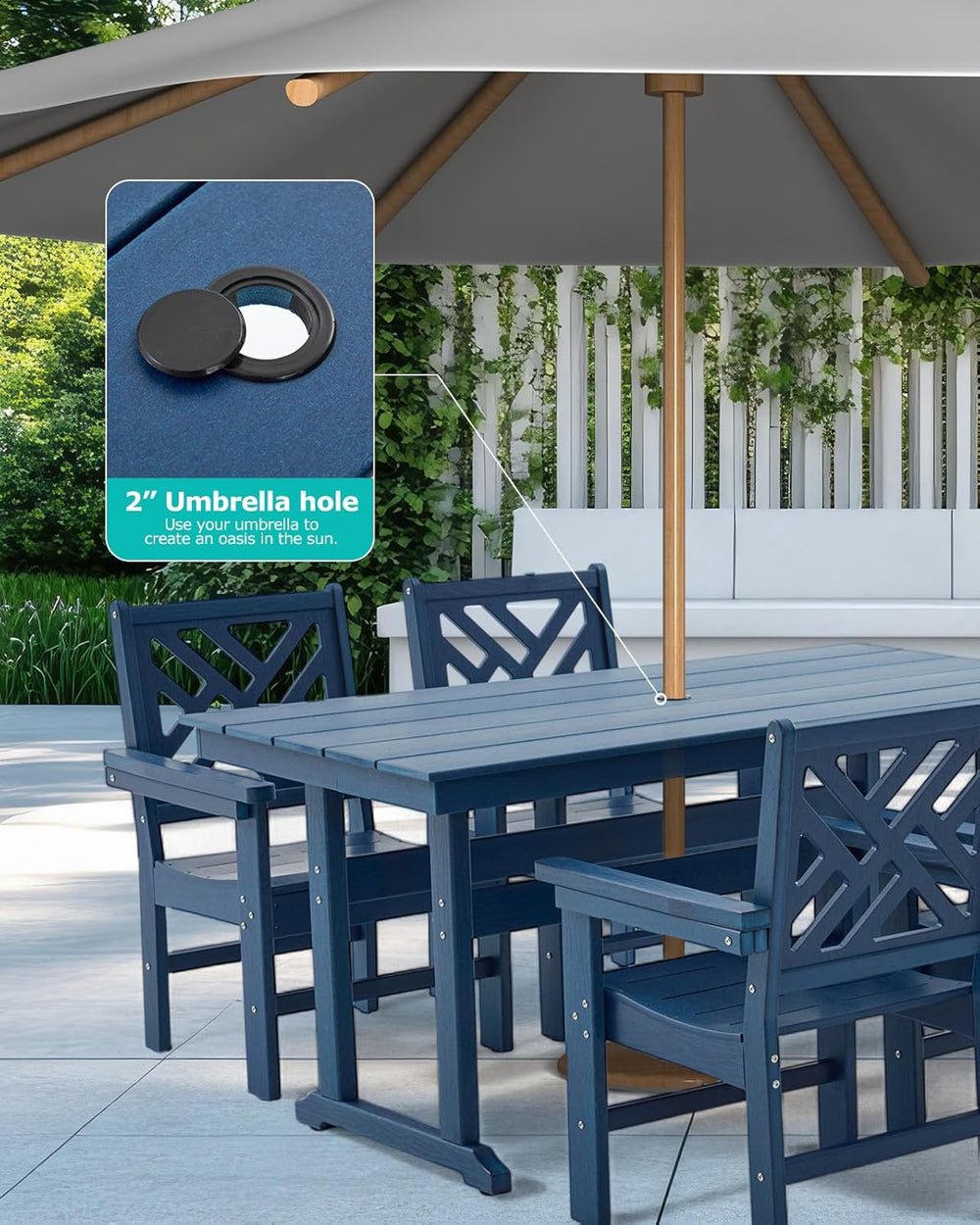 12 Piece HDPE Outdoor Dining Set for 10, Patio HDPE Furniture Set with 2 Tabl...