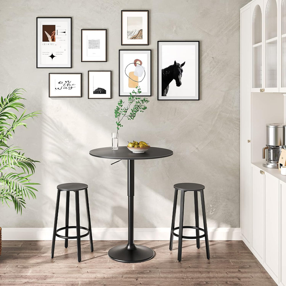 HOOBRO Bar Table, Height-Adjustable Round Pub Table 27-35.4 Inches, Cocktail ...
