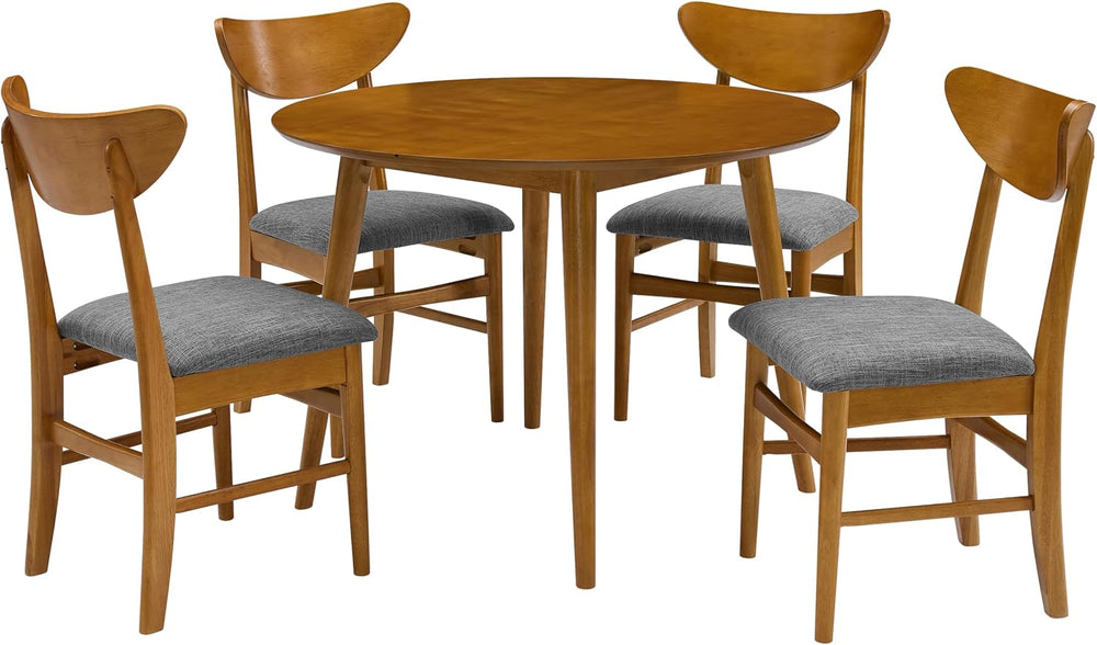 Crosley Furniture Landon 5-Piece Mid Century Round Dining Table Set for 4, Acorn