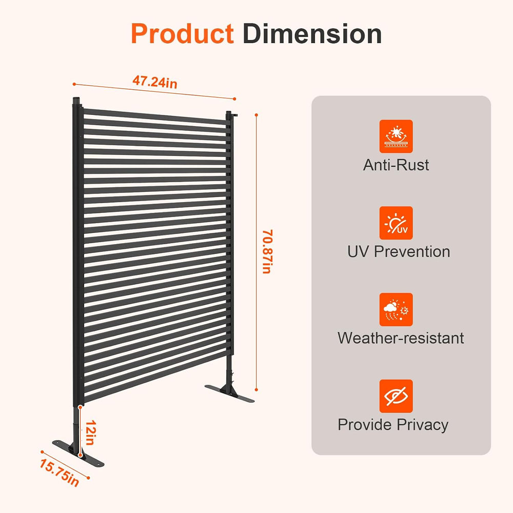 70.87" H x 47.24" W Outdoor Privacy Screens, Metal Fence Privacy Sc...