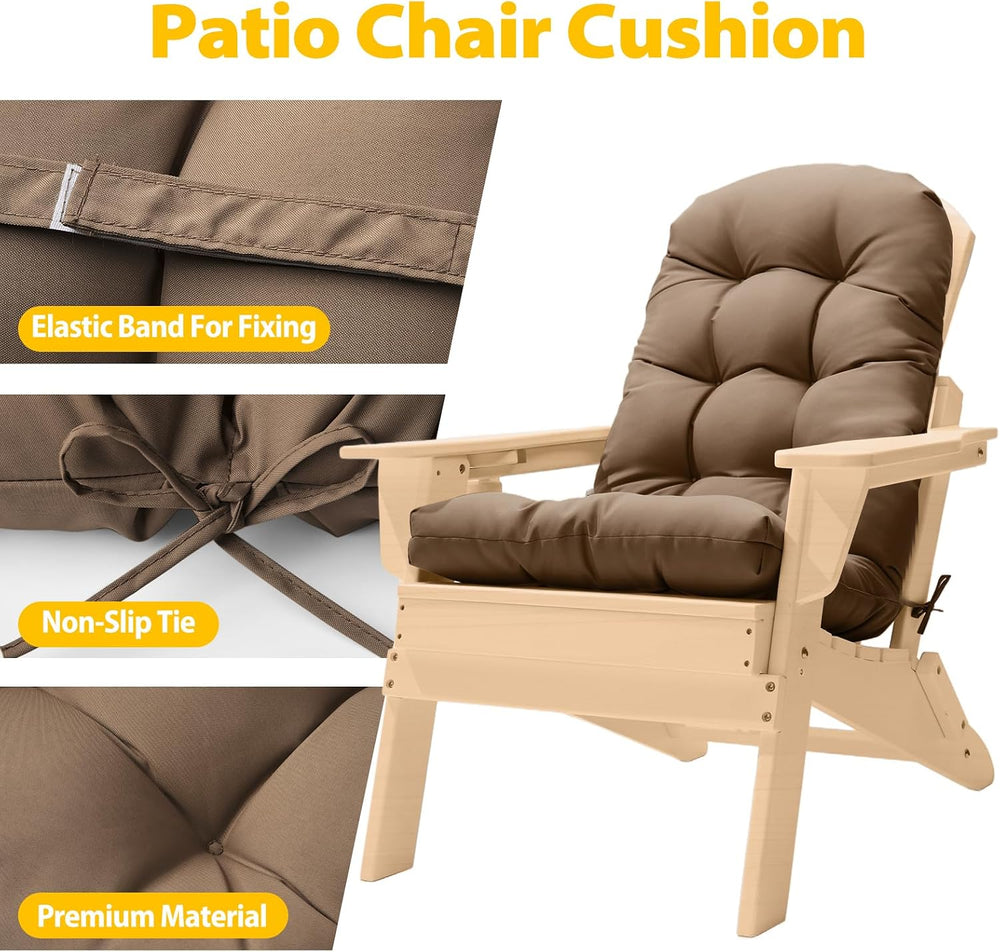 Adirondack Chair Cushion, High Back Patio Cushions with Adjustable Ties, 48.8...