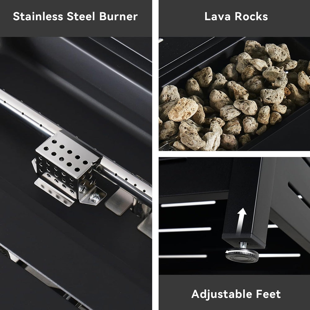 Aoxun 41 Inch Propane Fire Pit Table–50,000 BTU Gas Outdoor Fire Pit Table wi...