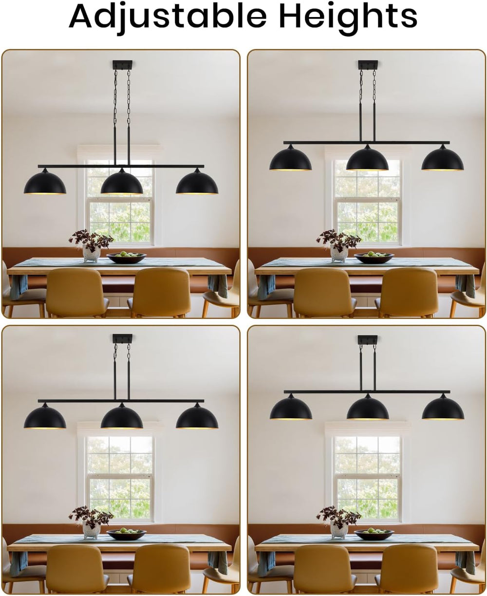 3-Light Island Light for Kitchen, Farmhouse Industrial Dining Room Light Fixt...