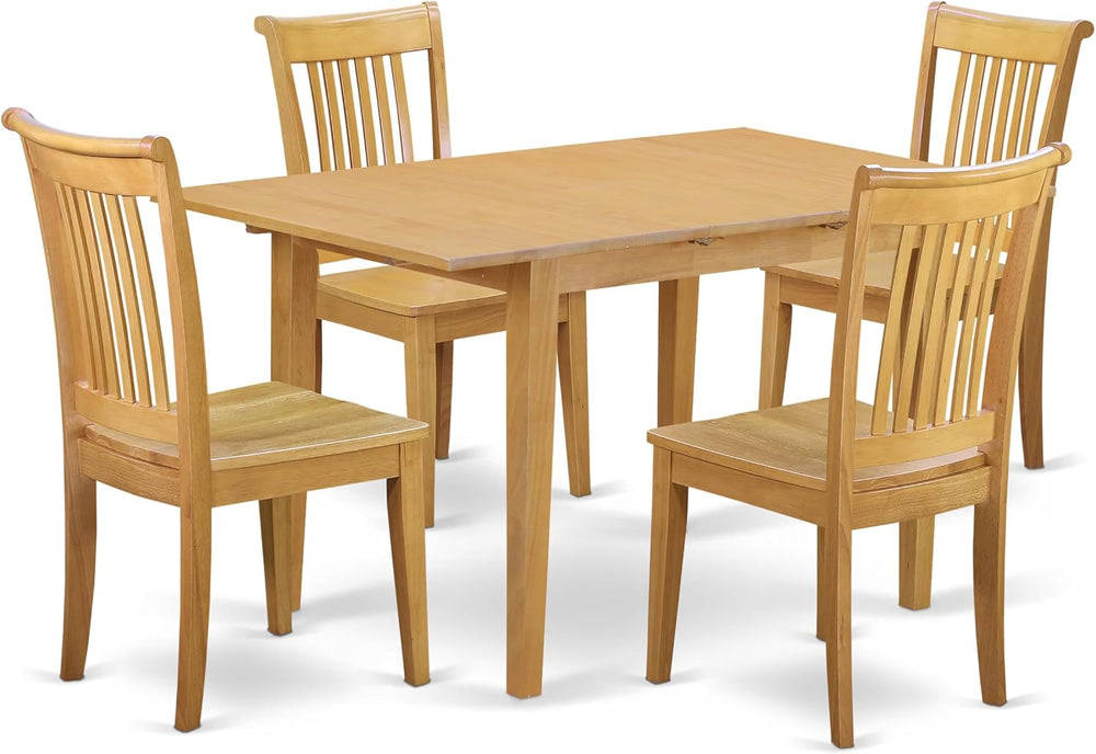 East West Furniture NOPO5-OAK-W 5 Piece Dinette Set for 4 Includes a Rectangl...
