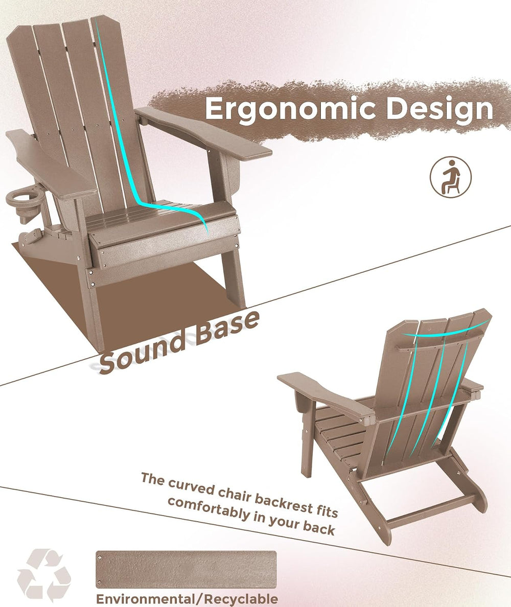 GARDENSTAR Adirondack Chair Oversized Folding Adirondack Chairs Recyclable HD...