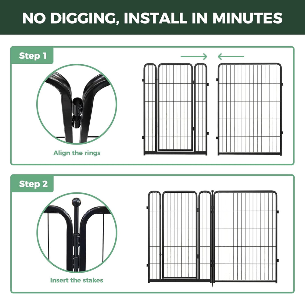 FXW No Dig Garden Fence, Outdoor for Yard, 40in(H) x 18.2ft(L), 8 Panels