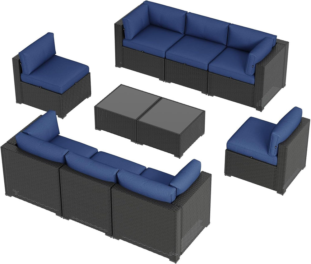 Aoxun 10 Piece Patio Furniture Set Wicker Rattan Patio Sectional Sofa Set Out...