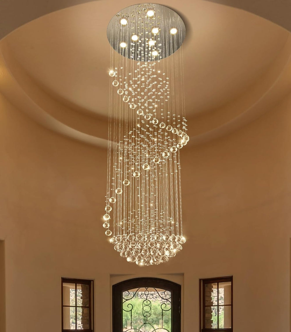 D24'' x H78'' Crystal Chandelier Glam Chandelier High Ceiling...