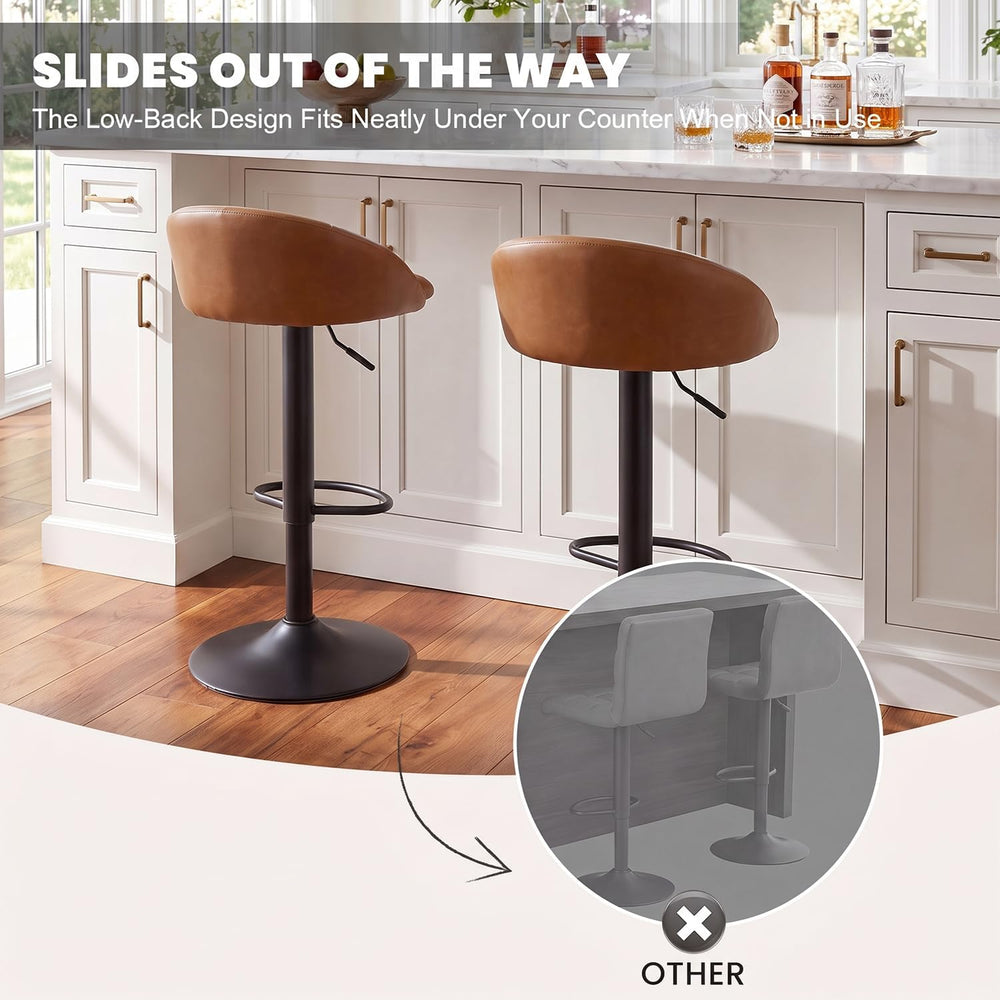 YOUNUOKE Bar Stools Set of 2 Modern Swivel Bar Stools, Brown