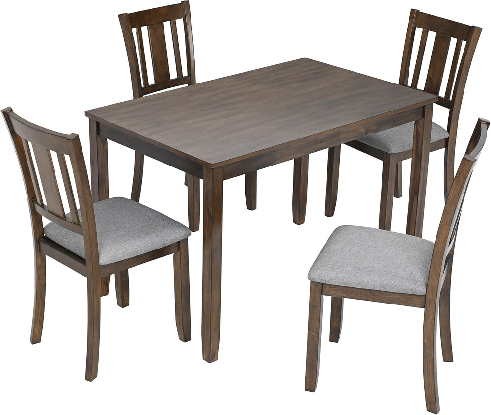 RuiSiSi Farmhouse 5 Piece Dining Table Set for 4, Solid Wood Rustic Kitchen T...