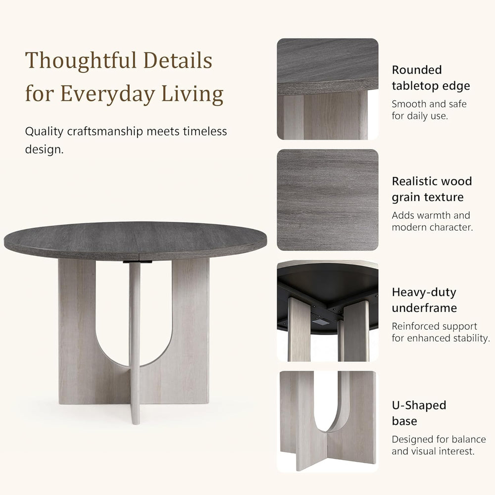 leovanni Round Dining Table Set for 4, Kitchen Table with 4 Upholstered Chair...