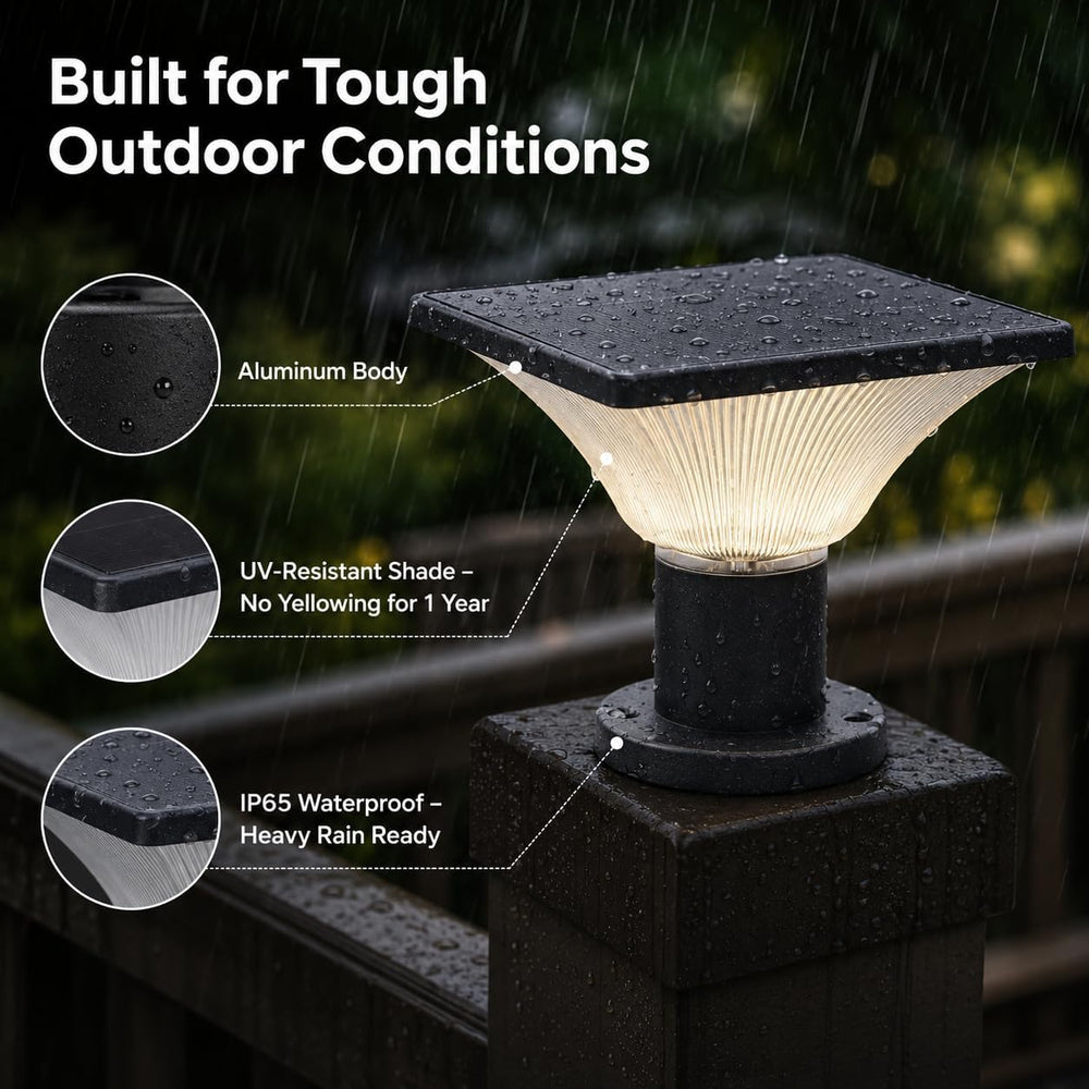 Solar Post Cap Lights Outdoor,Dusk to Dawn Auto On/Off Solar Powered Post Lig...