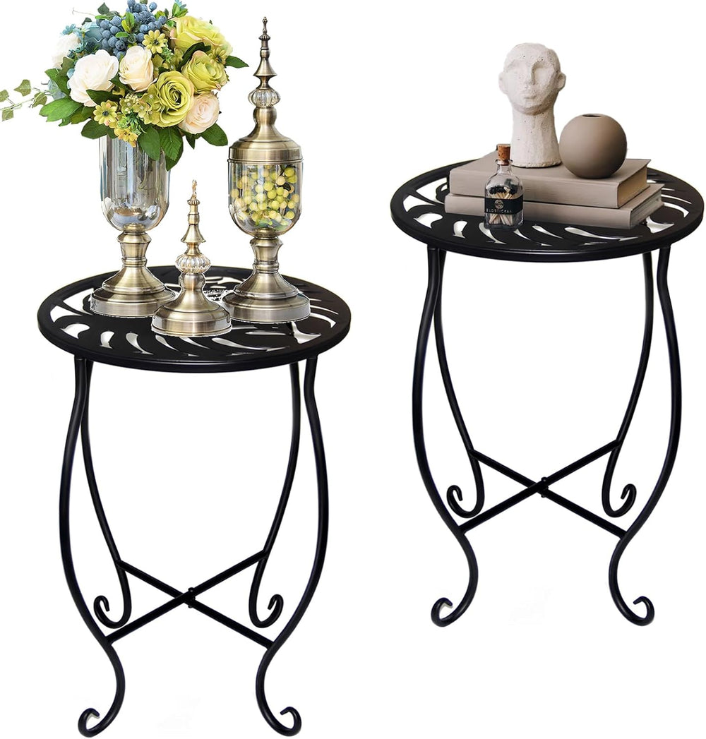 Small Side Tables for Small Space, 2 Pack Metal Outdoor Indoor Side Table