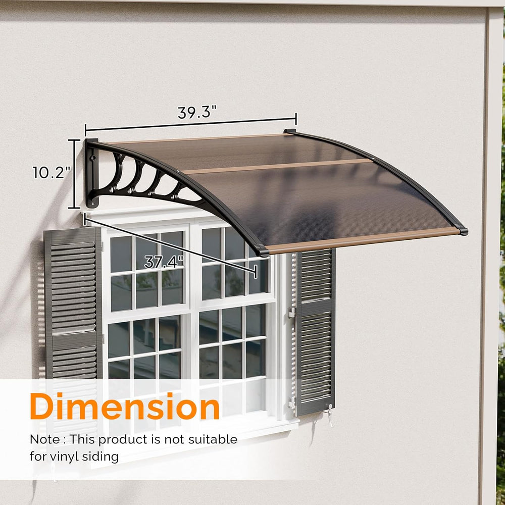 VINGLI Window Awning Door Canopy, 40" x 40" Window Awning Overhead ...