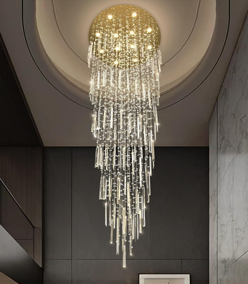 98'' Modern Crystal Chandelier High Ceiling Chandeliers for Entryway ...