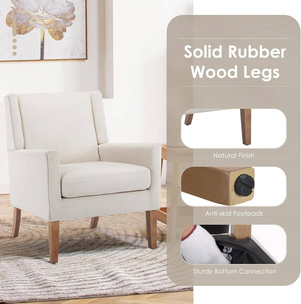 COLAMY Modern Wingback Living Room Chair Set of 2, Upholstered Fabric Accent ...