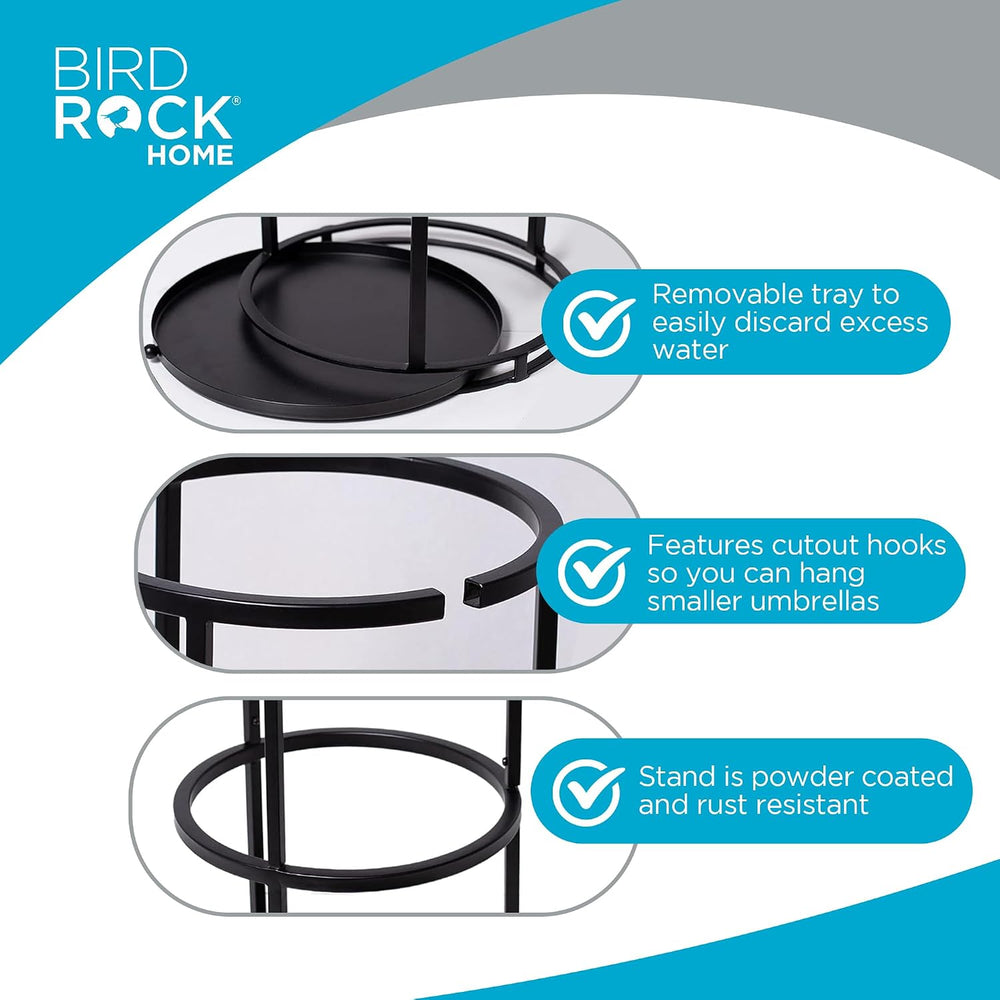 BIRDROCK HOME Circular Umbrella Holder with Removable Drip Tray - Stand for U...