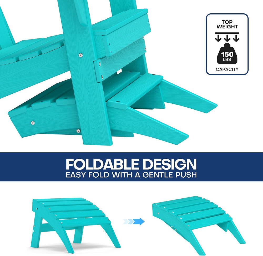 Plawdlik Folding Ottoman for Adirondack Chair–HDPE All-Weather Footrest for O...