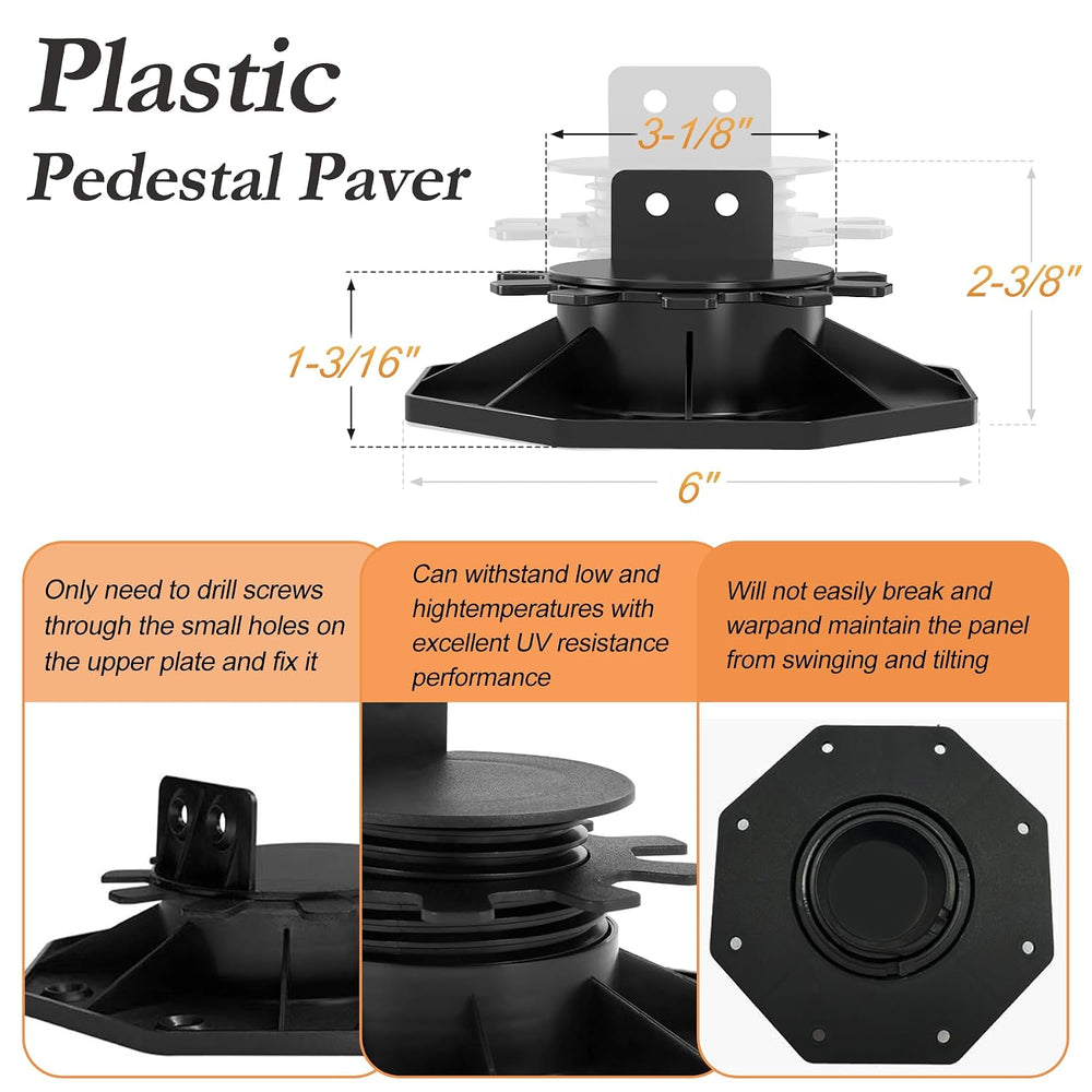 30 PCS Adjustable Deck Support Deck Blocks Plastic Pedestal Paver