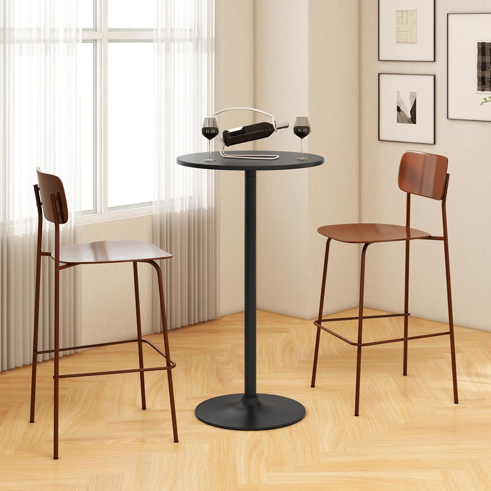 COSTWAY Round Bistro Table, Height Adjustable Bar Height Cocktail Table