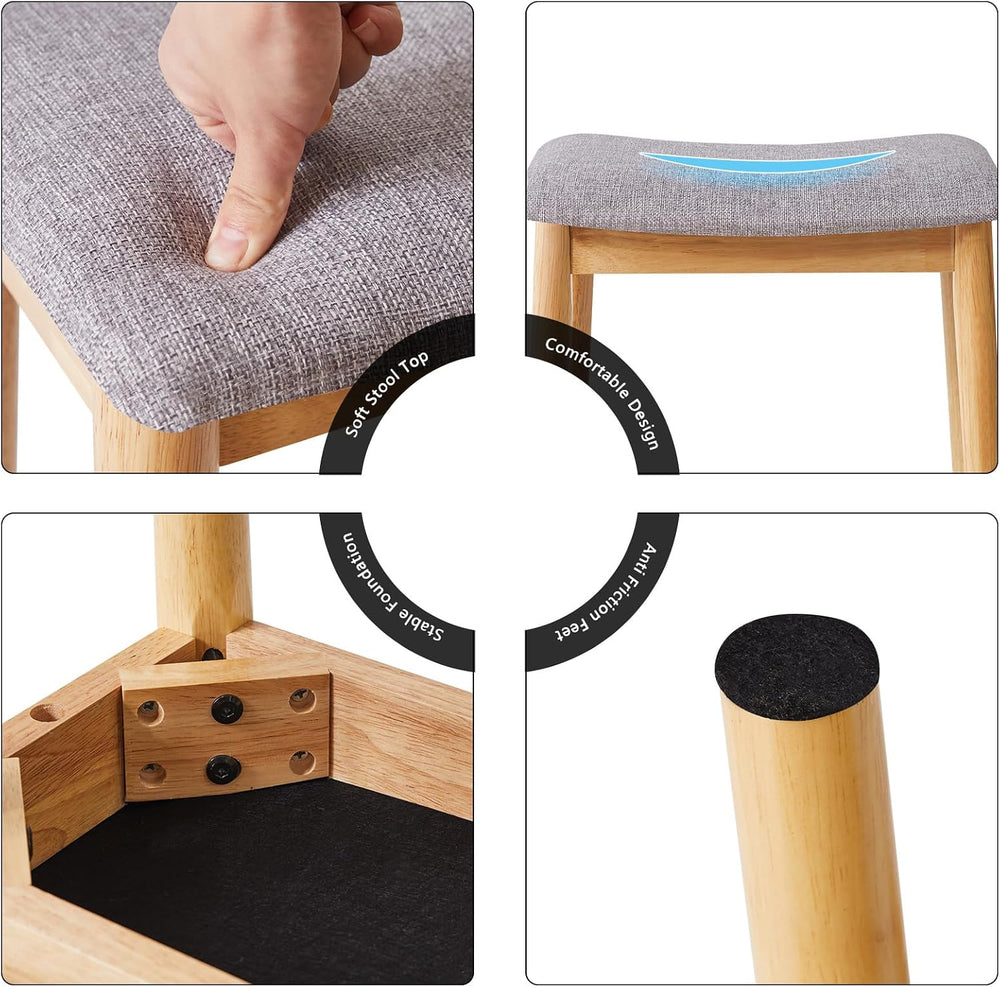 IBUYKE Saddle Cushion Vanity Stool Chair, Piano Bench, Light Gray WBD007NG