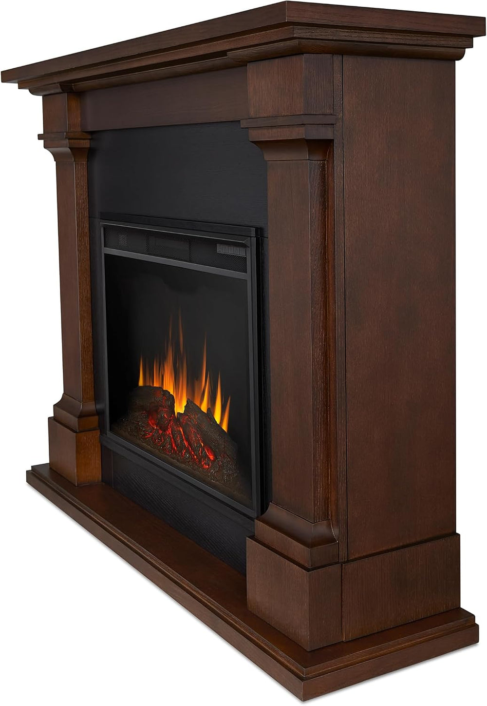 Real Flame Callaway 63" Grand Electric Fireplace with Mantel in Chestnut...