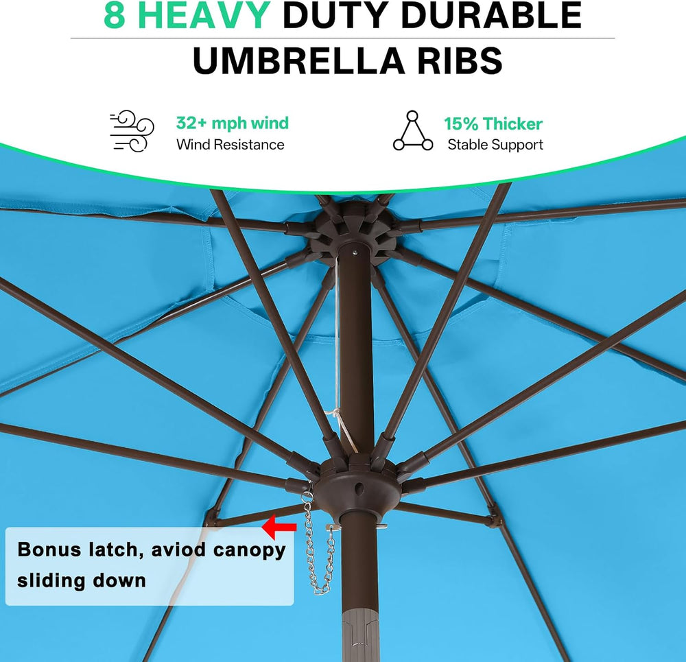 ABCCANOPY 9FT Scalloped Patio Umbrella Table Market Umbrella, Turquoise
