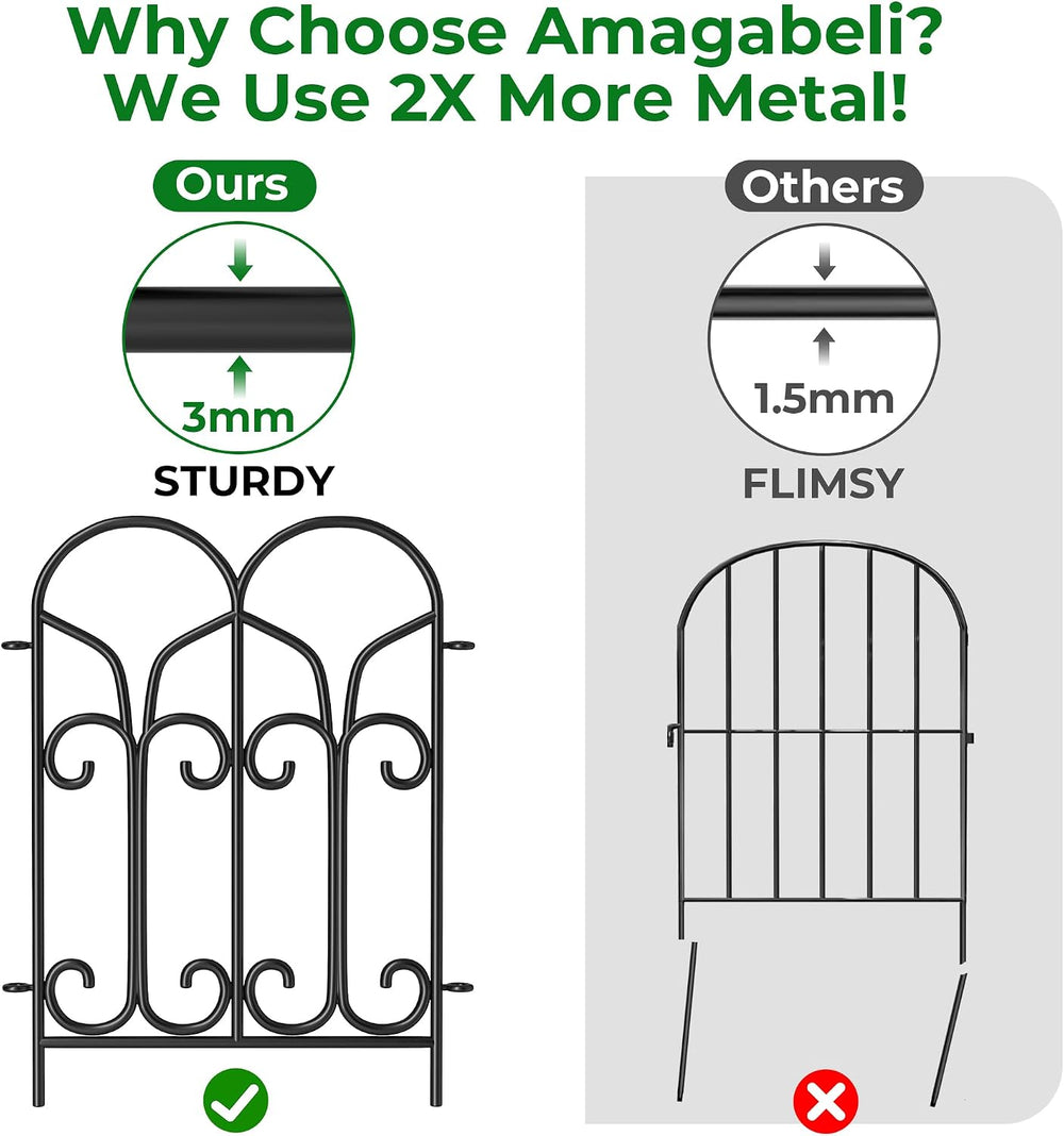 AMAGABELI 10 Panels 17in(H)×10ft(L) Decorative Garden Fences and Borders for ...