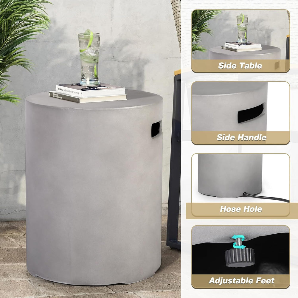 2-Piece Outdoor Propane Fire Pit Table Set w/Tank Cover Table, 31.5-inch 50,0...