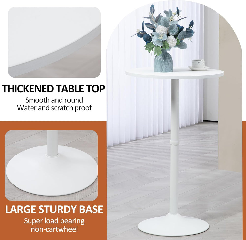 Finnhomy 24'' Round Cocktail Bar Table with Metal Base, Tall Bistro P...