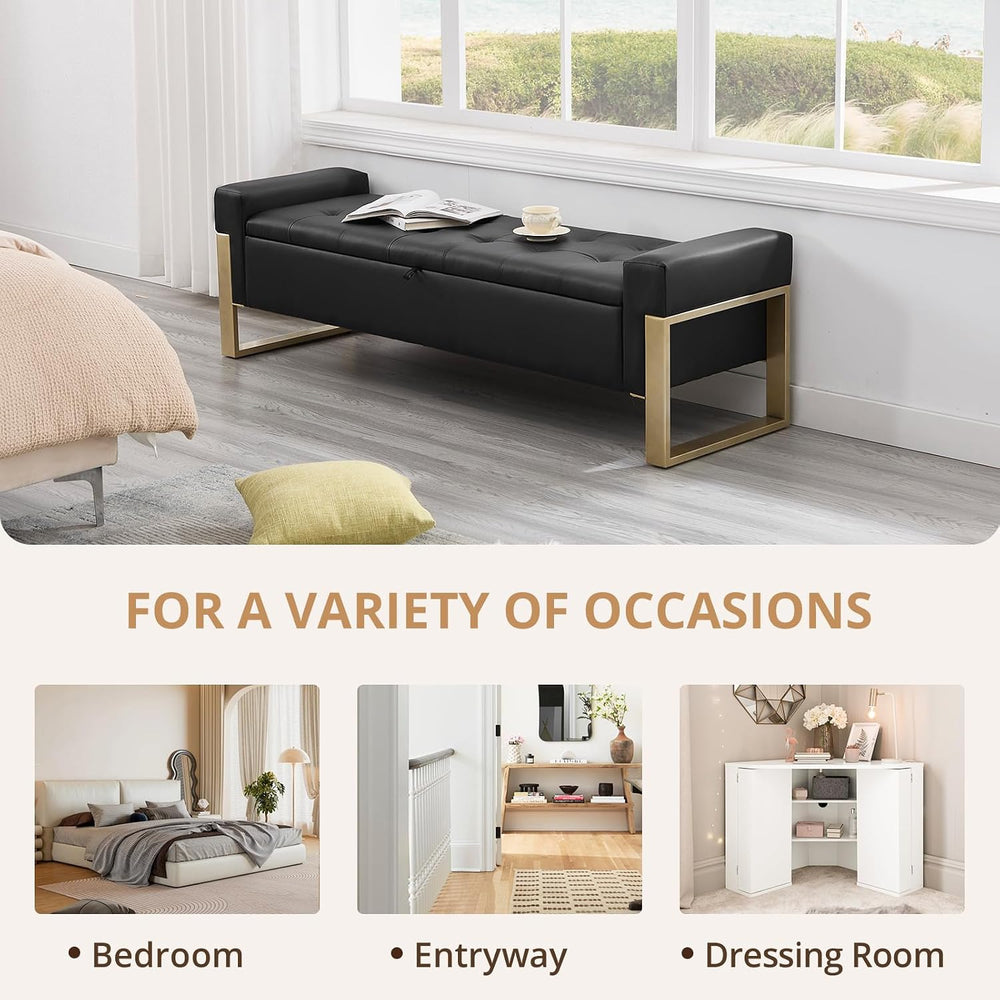 67'' End of Bed Storage Bench, Storage Ottoman Bench for Bedroom King...