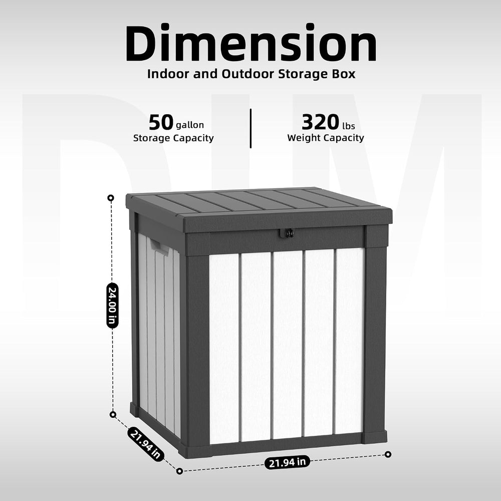 ROJIK 50 Gallon Resin Deck Box, Lockable Waterproof Weatherproof Outdoor Stor...