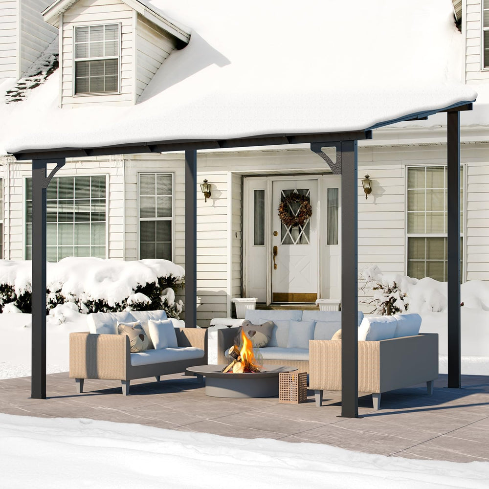 AECOJOY 10' x 8' Gazebo for Patio, Small Wall-Mounted Lean to Gazebo ...