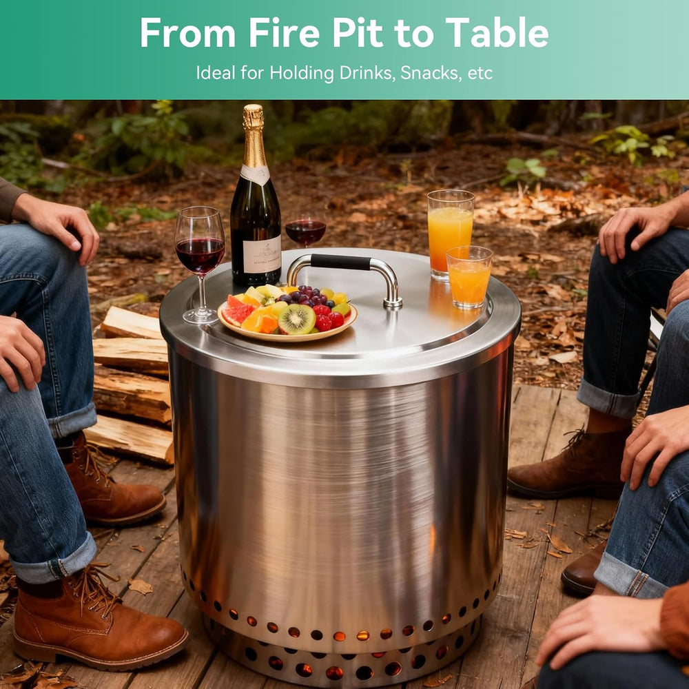 Fire Pit Lid for Solo Stove Bonfire 19.5", 304 Stainless Steel Round Fir...