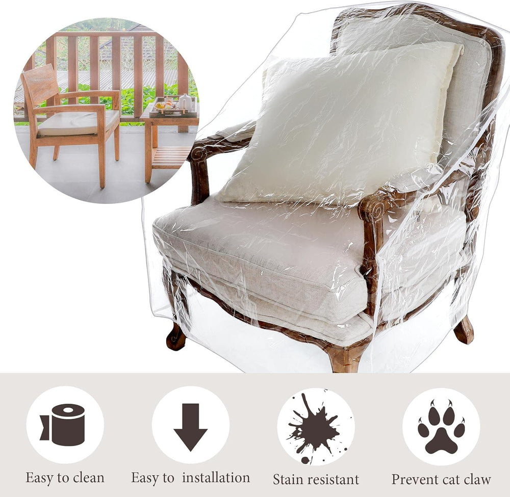 Woanger 8 Packs Plastic Patio Chair Covers Furniture Waterproof Dust Proof