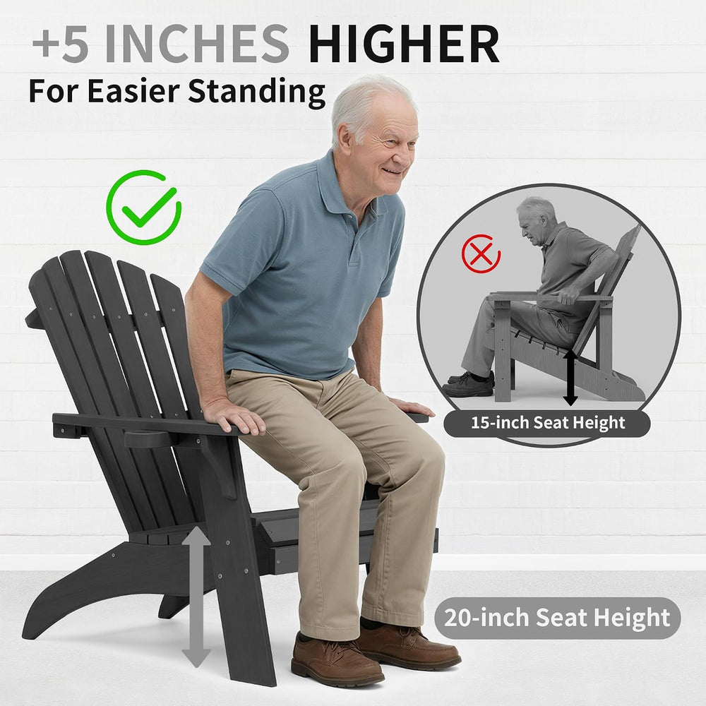 Psilvam Oversized Adirondack Chairs with Cup Holder, Black