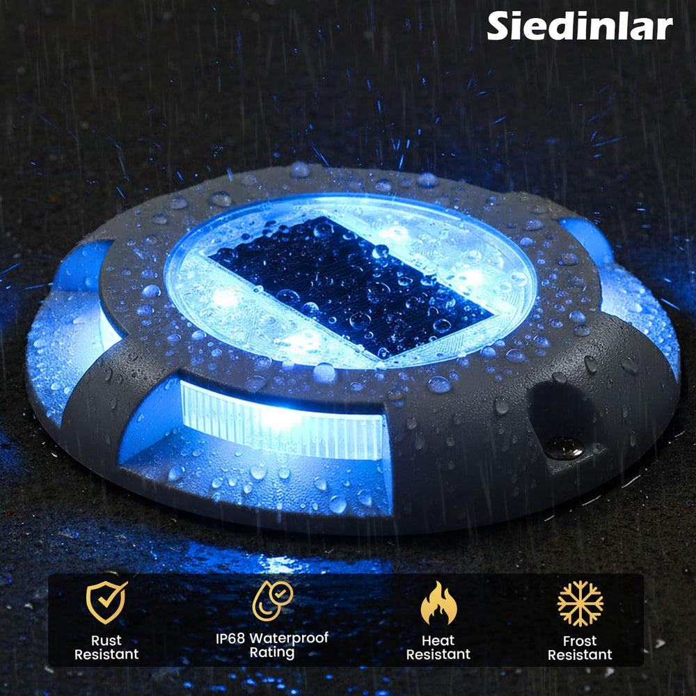 SIEDiNLAR Solar Deck Lights Outdoor LED Driveway Dock Lights, 12 Pack, Blue